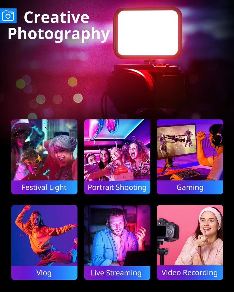 UBeesize 2-Pack RGB Photography Lighting, Studio Lights with Adjustable Tripod Stand and Ball Head, Video Light for Video Recording, Live Streaming, Makeup - Image 2