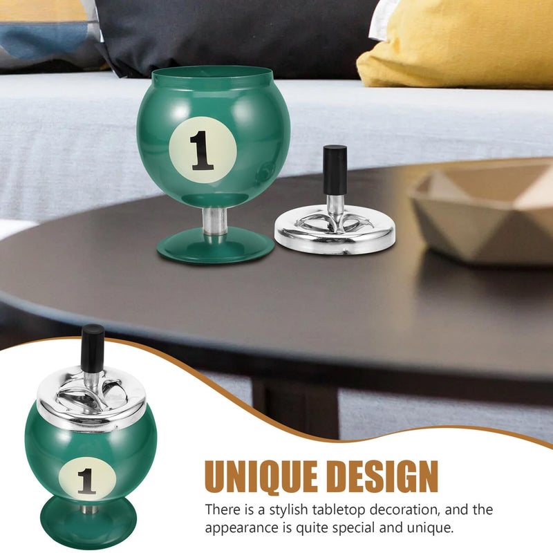 Automatic Push Down Windproof Ashtray Fire Resistant Metal Compact Design For Home Office - Image 4
