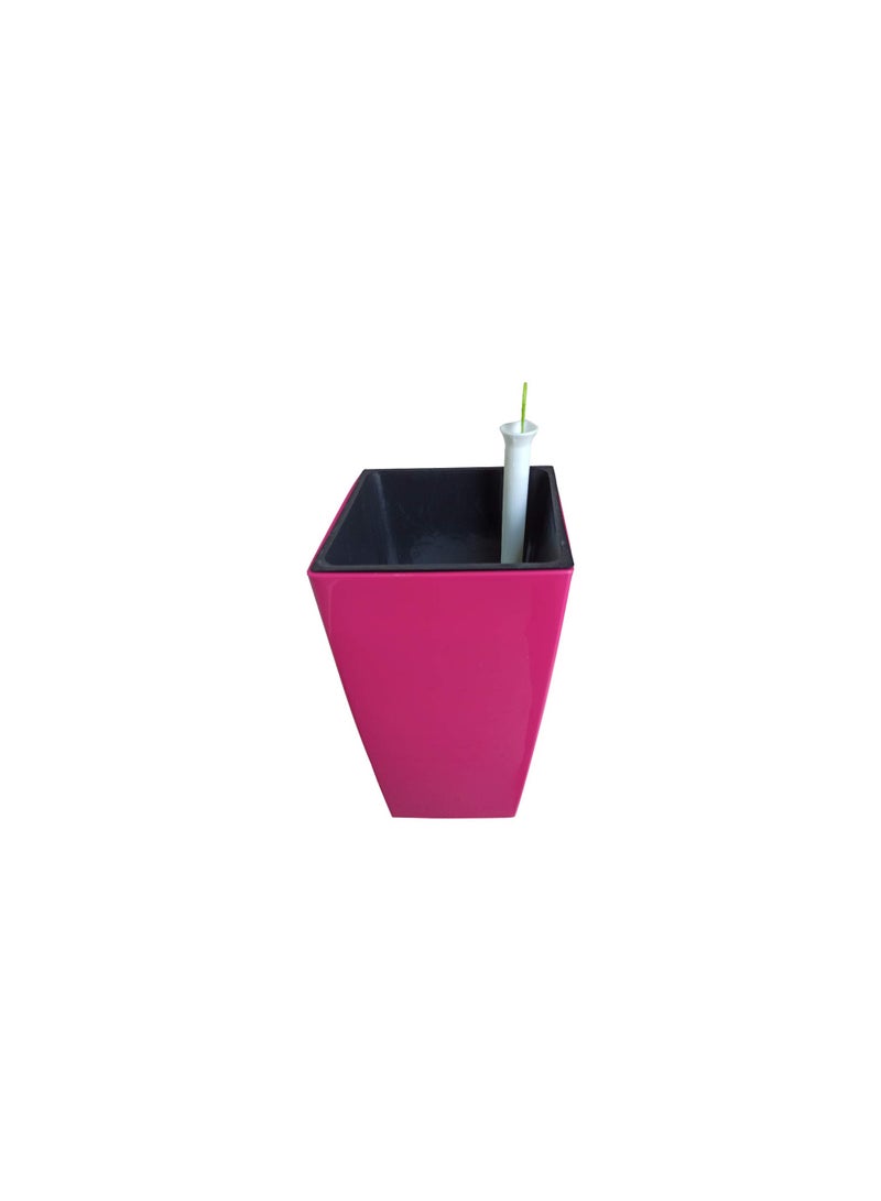 أيدل وعاء زهور مربع طويل مع ميزة الري الذاتي 15x15 سم - وعاء نباتات حديث داخلي وخارجي - حاوية نباتات زخرفية خفيفة الوزن مع مؤشر مستوى المياه - صنع في إيطاليا - بواسطة إيدل - Image 4