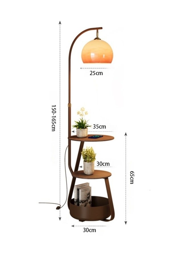 Living Room Sofa Corner Floor Lamp with Storage Rack Cream Style High-Level Vertical Table Lamp Bedroom Bedside Table Lamp - Image 2