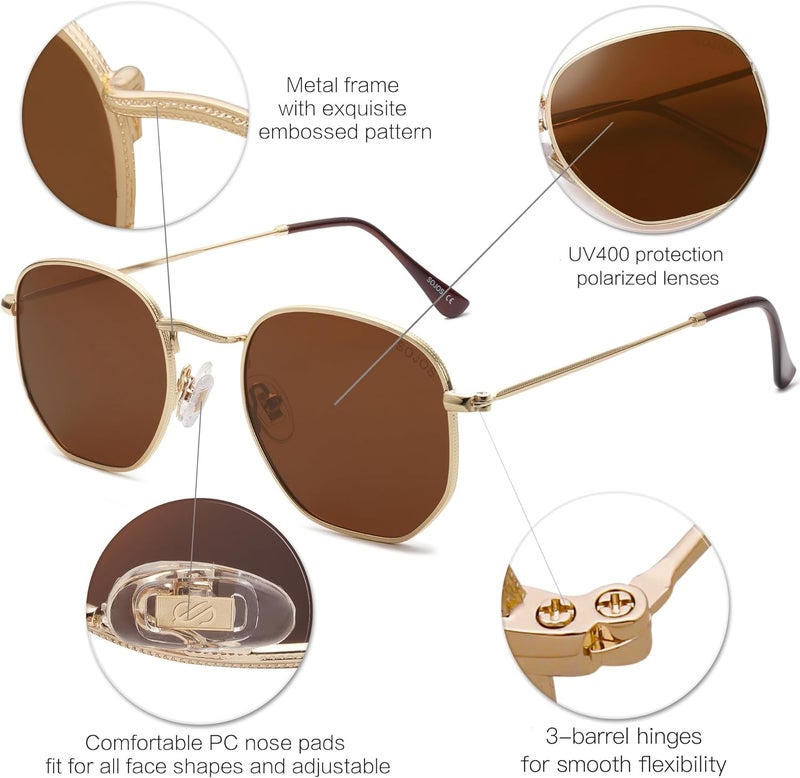 Sojos Square Polarized Sunglasses for Women Men Small Hexagonal Polygon Mirrored Lens SJ1072 - Image 4