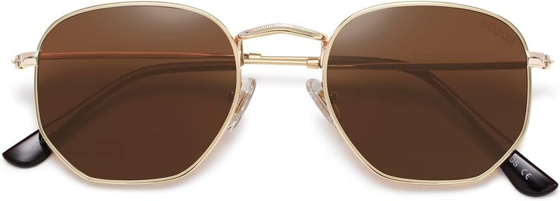 Sojos Square Polarized Sunglasses for Women Men Small Hexagonal Polygon Mirrored Lens SJ1072 - Image 1