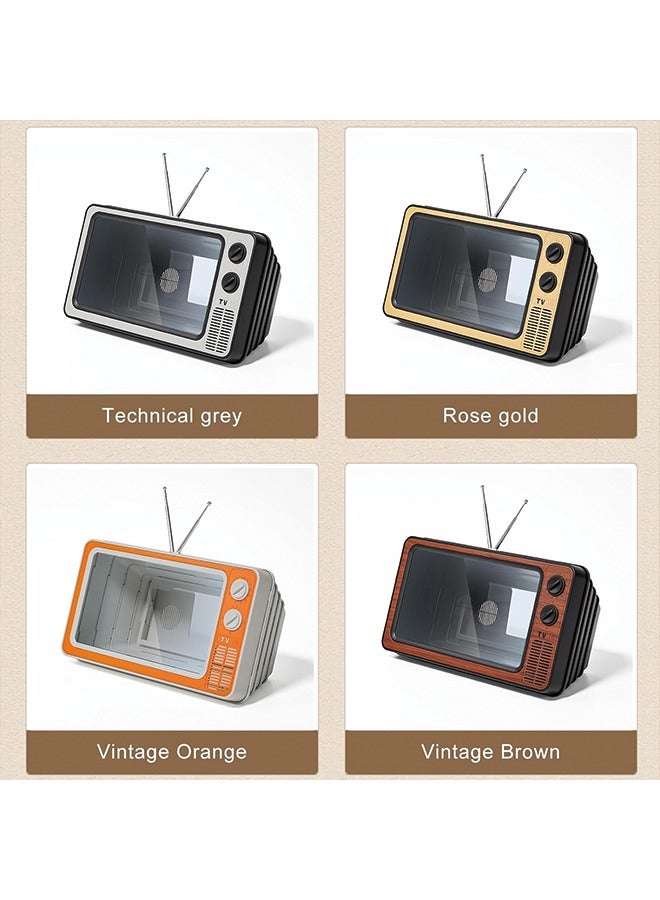 12" Retro TV Amplifier Phone Screen Magnifier - Gifts for Dad - 3D HD Mobile Phone Screen Magnifying Enlarger for Movies, Videos, Games - Fit for All Smartphones(Vintage Brown) - Image 2