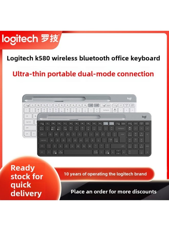 Logitech K580 Wireless Bluetooth Keyboard Thin Quiet Multi-screen Switch Mobile Phone Tablet Laptop Keyboard-Color:Black  - Image 2
