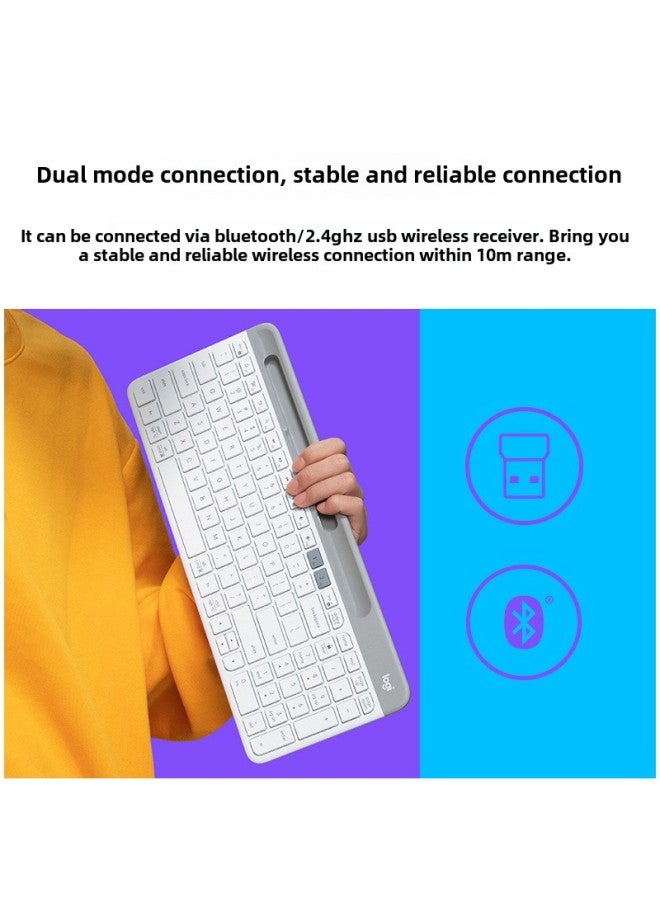 Logitech K580 Wireless Bluetooth Keyboard Thin Quiet Multi-screen Switch Mobile Phone Tablet Laptop Keyboard-Color:Black  - Image 4