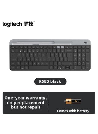 Logitech K580 Wireless Bluetooth Keyboard Thin Quiet Multi-screen Switch Mobile Phone Tablet Laptop Keyboard-Color:Black - pzsku/Z38FFB950725A1725E16AZ/45/_/1742462895/61c1359a-0bdf-455f-bb33-d91dcc9b4c88
