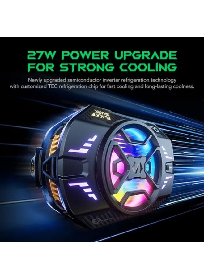 بلاك شارك مروحة تبريد بلَاك شَارك للجوال للألعاب فَن كولر 4 برو، مروحة تبريد بقوة 27 واط مع مؤقت للنوم/إعدادات سرعة المروحة لأجهزة آيفون/أندرويد بحجم 2.6-3.5 إنش، إضاءة RGB - Image 4