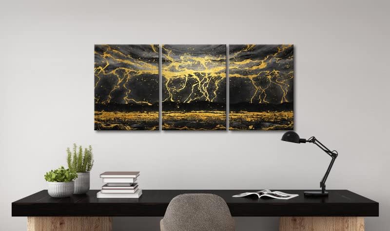 Kalormore Abstract Black and Gold Landscape Canvas Art - Image 3