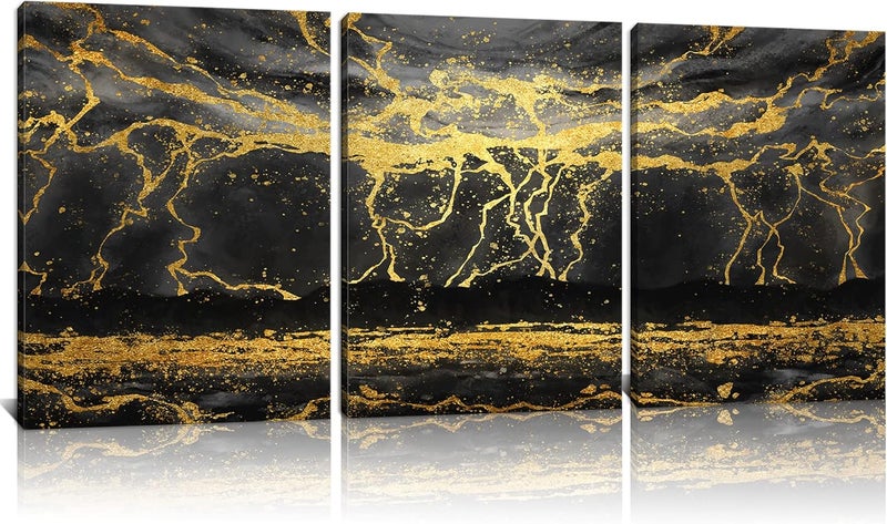 Kalormore Abstract Black and Gold Landscape Canvas Art - Image 1