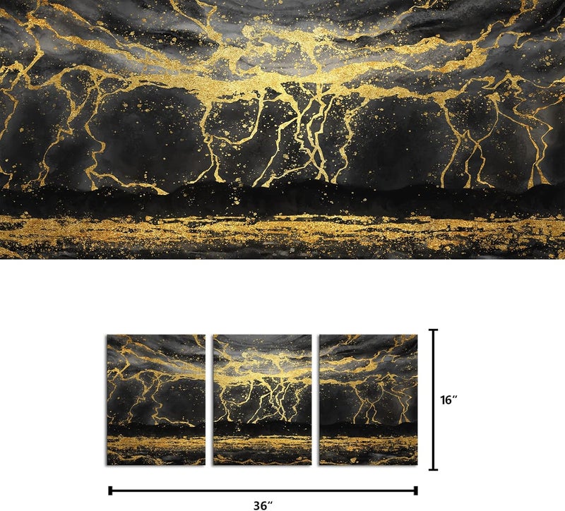 Kalormore Abstract Black and Gold Landscape Canvas Art - Image 5