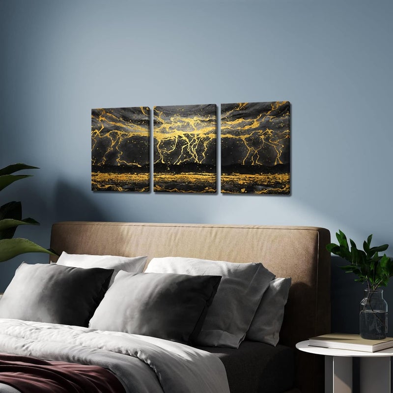 Kalormore Abstract Black and Gold Landscape Canvas Art - Image 2