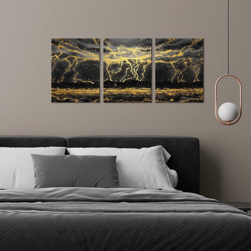 Kalormore Abstract Black and Gold Landscape Canvas Art - Image 4