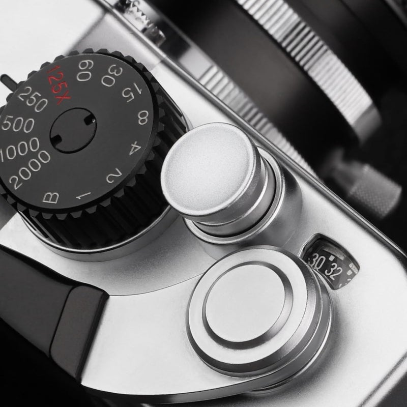 Haoge زر تحرير الغالق المعدني لكاميرات فوجي فيلم XE4 XE2 XE2S XE3 XT4 XT2 XT3 XT10 XT20 XT30 X-T30 XPro1 XPro2 xx-pro3، لايكا M Type240 M-Monochrom، هاسيلبلاد 503CW رمادي فضي مقعر - Image 2