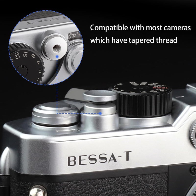 Haoge زر تحرير الغالق المعدني لكاميرات فوجي فيلم XE4 XE2 XE2S XE3 XT4 XT2 XT3 XT10 XT20 XT30 X-T30 XPro1 XPro2 xx-pro3، لايكا M Type240 M-Monochrom، هاسيلبلاد 503CW رمادي فضي مقعر - Image 5