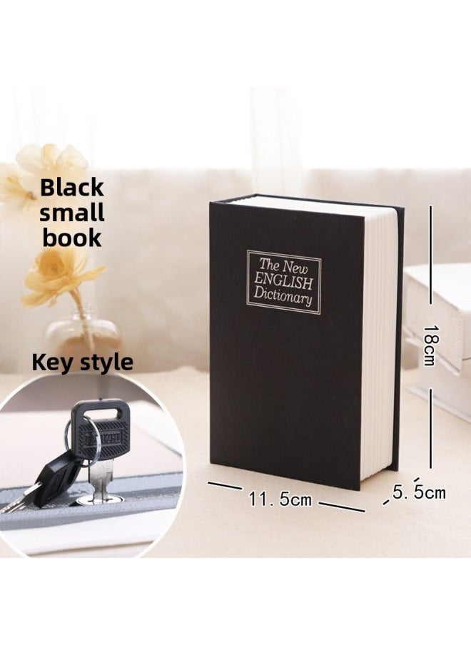 Small Cash Box Piggy Bank Children's Household Storage Book Safe Code Box With Lock Small Lock-Color:Small Key Black Upgraded Thickened Steel Plate  - Image 1