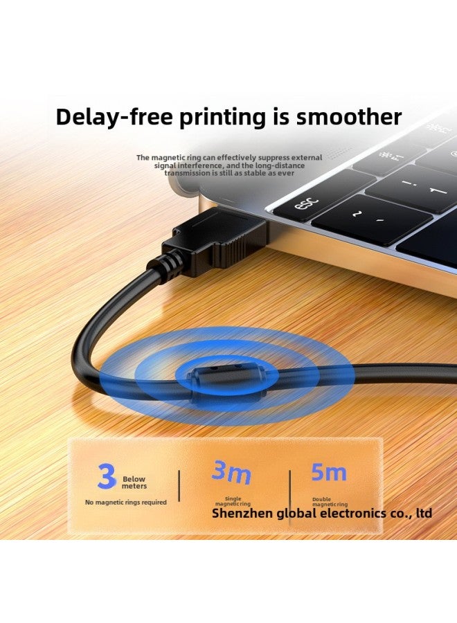 كابل طابعة USB بطول 1/5 متر، كابل تمديد كمبيوتر من النحاس الخالص، منفذ 10، كابل بيانات تمديد الطابعة - اللون: 5 متر - Image 2