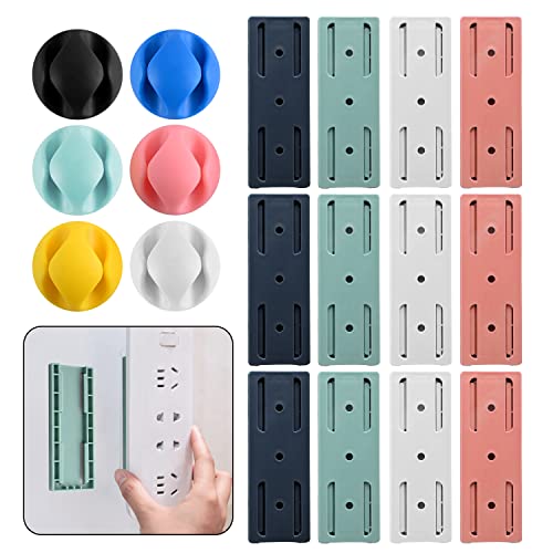 Jaxbo 18 Pcs Adhesive Punch-Free Socket Holder ，Power Strip Fixator Wall Mount with Self Adhesive Power Strip for Organizing Cable Wires - Image 1