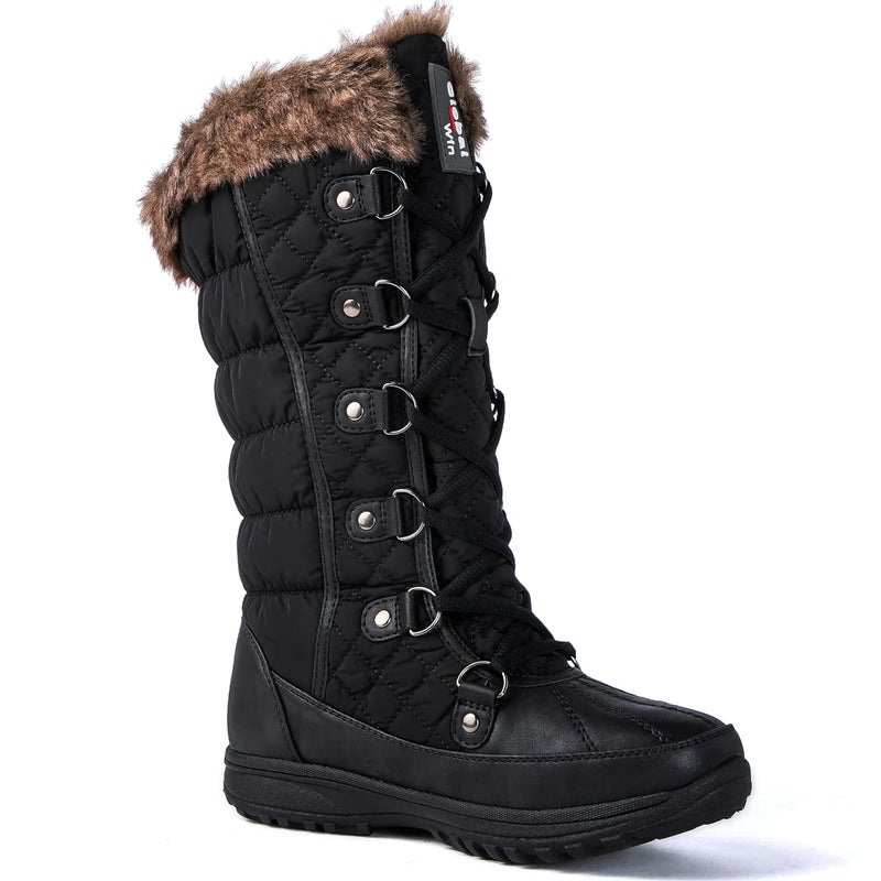 GLOBALWIN Women's Snow Boots Waterproof Mid-Calf Winter Boots For Women With Warm Fleece Lining and Stylish Faux Fur Collar â€“ Non-Slip Insulated Outdoor Shoes Black Fur Boots Size 8M - Image 3