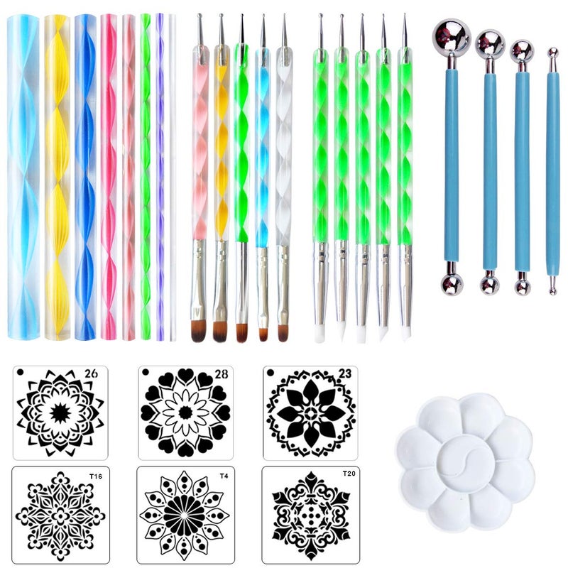 CH HAICHENG 30 PCS Mandala Painting Tools Mandala Dotting Tools for Painting Mandala Rocks Nail Dotting and Art Drawing Supplies