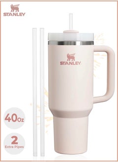 Stanley Stanley Quencher H2.0 Flow State 40oz Rose Quartz Stainless Steel Vacuum Insulated Tumbler with Lid and Straw for Water and Iced Tea, Cold Retention in Pack of 1 & 2  - Image 1
