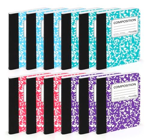 Manaloom Mini Composition Notebooks, Small Pocket Sized Notebook, for Kids, Students, College Office, Journaling Notebooks, 4 Colors - 4.5" x 3.25" - 80 Sheets/Book - (12 Pack) - Image 1