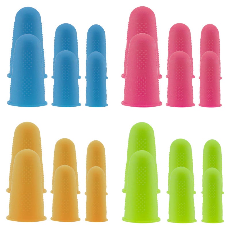 SAVITA 24PCS Silicone Finger Protectors Colored Rubber Finger Tips Finger Cover Caps for Hot Glue Sewing Crafts Wax Resin Honey Adhesives Writing Sorting Tasks in 3 Sizes (Small, Medium, Large) - Image 1