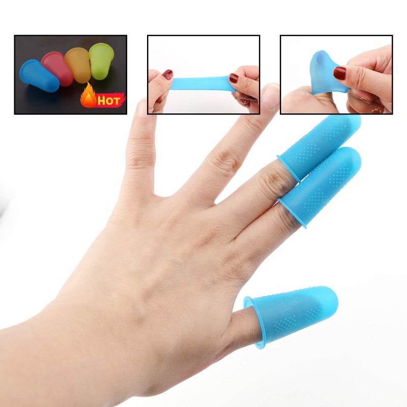SAVITA 24PCS Silicone Finger Protectors Colored Rubber Finger Tips Finger Cover Caps for Hot Glue Sewing Crafts Wax Resin Honey Adhesives Writing Sorting Tasks in 3 Sizes (Small, Medium, Large) - Image 4