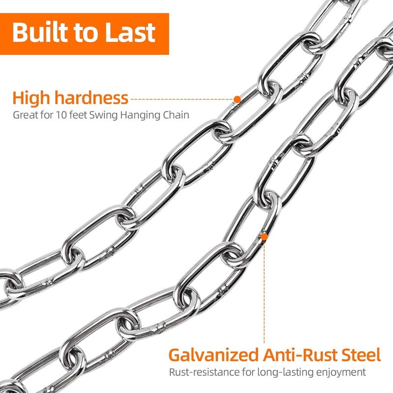 ياي سي سي سي مجموعة ياي سي سي سي لتعليق أرجوحة الشرفة الثقيلة، حزمة من 2 من أرجوحة الشرفة المصنوعة من الفولاذ المقاوم للصدأ، سعة 1500 رطل، معدات تعليق داخلية/خارجية (فضي، سلسلة بطول 105 بوصة) - Image 3