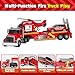 UFLJPKS Fire Rescue Semi Trailer Truck Toy Large Flatbed Truck Carrier with Rescue Vehicle and Helicopter Lights and Sounds Birthday for Kids Boys Age 3 4 5 6 - Image 4