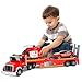UFLJPKS Fire Rescue Semi Trailer Truck Toy Large Flatbed Truck Carrier with Rescue Vehicle and Helicopter Lights and Sounds Birthday for Kids Boys Age 3 4 5 6 - Image 2