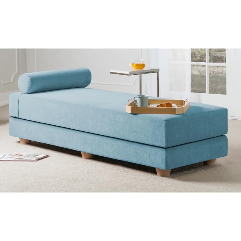 LEGACY OF COMFORT LEGACY OF COMFORT Frohna Daybed FoldOut Bench Premium Chenille for Living Room Light Blue  - Image 3