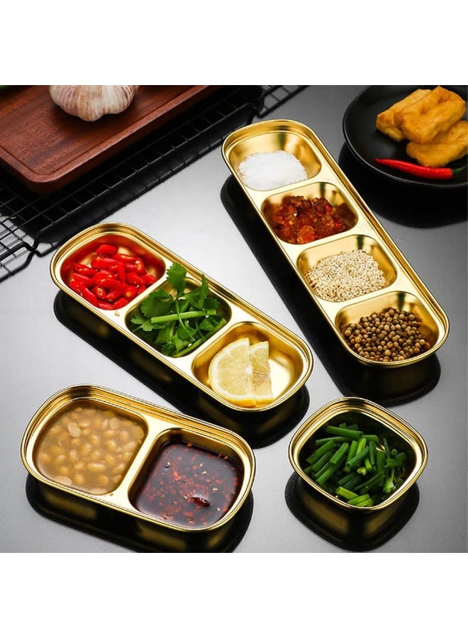 Premium Golden 4-Compartment Stainless Steel Sauce Dish – Luxury Divided Dipping Bowl for Condiments & Appetizers – Rust-Resistant Metal Seasoning Tray for BBQ, Home & Restaurant Use - Image 4