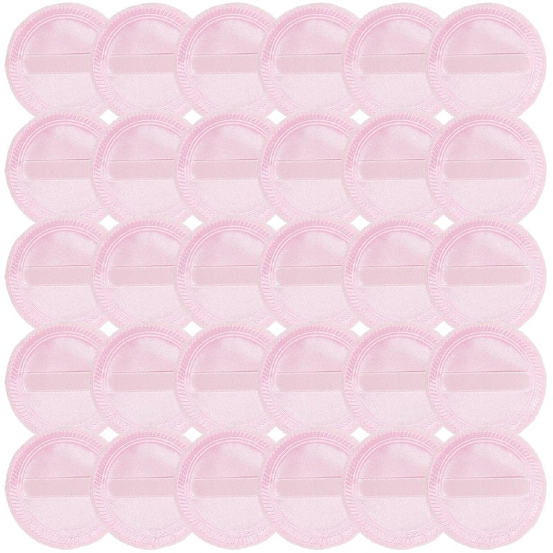 FRCOLOR 30 Pieces Powder Puff for Body Powder, Cotton Round Makeup Puff with Strap for Powder Foundation Loose Mineral Powder Body Powder, Pink