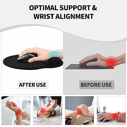 eulps Mouse Pad with Wrist Rest, Comfortable Computer Mousepad with Gel Wrist Support Smooth Surface and Non-Slip PU Base for Pain Relief, Laptop, Office & Home (White Marble) - Image 4