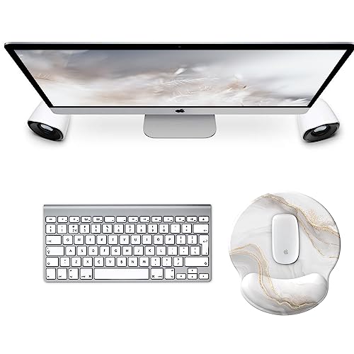 eulps Mouse Pad with Wrist Rest, Comfortable Computer Mousepad with Gel Wrist Support Smooth Surface and Non-Slip PU Base for Pain Relief, Laptop, Office & Home (White Marble) - Image 2