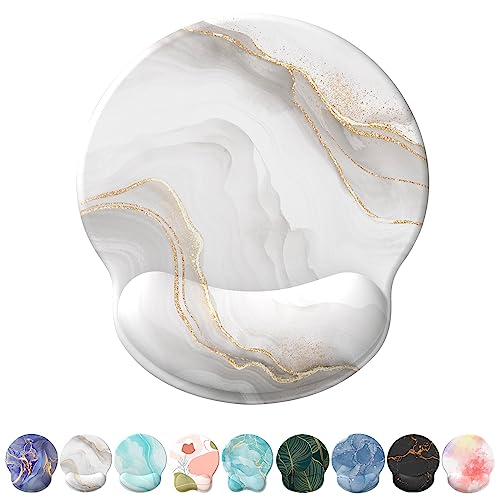 eulps Mouse Pad with Wrist Rest, Comfortable Computer Mousepad with Gel Wrist Support Smooth Surface and Non-Slip PU Base for Pain Relief, Laptop, Office & Home (White Marble) - Image 1