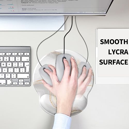 eulps Mouse Pad with Wrist Rest, Comfortable Computer Mousepad with Gel Wrist Support Smooth Surface and Non-Slip PU Base for Pain Relief, Laptop, Office & Home (White Marble) - Image 5