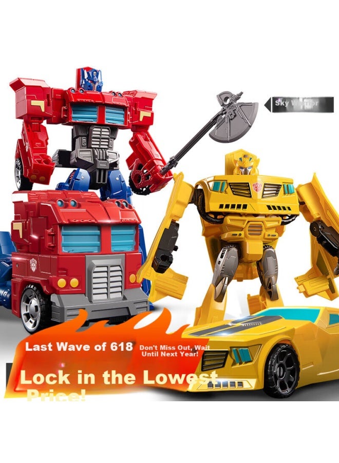 TEMI Tangmi Transforming Robot, Bumblebee, Optimus Prime, Car, Alloy Model, Boys' Holiday And Birthday Gift - Image 1