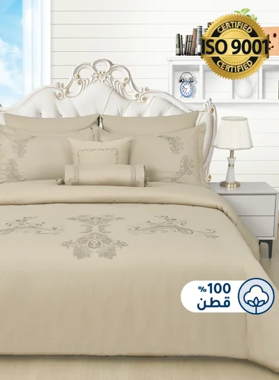 Master Home Textile MASTER Cotton Embroidery Comforter Sets, Fits 200 x 200 cm Double Size Bed, 8 Pcs King Size, 200 TC Cotton