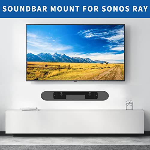 Yibracki Heavy Duty Soundbar Mount for Sonos Ray Wall Mount - Floating Sound Bar Mounts for Sonos Ray Mount Under TV Mounting Bracket Easy to Install, Black - Image 2