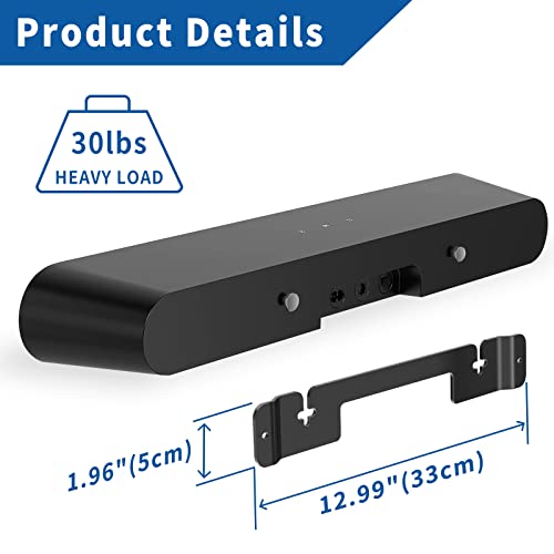 Yibracki Heavy Duty Soundbar Mount for Sonos Ray Wall Mount - Floating Sound Bar Mounts for Sonos Ray Mount Under TV Mounting Bracket Easy to Install, Black - Image 5