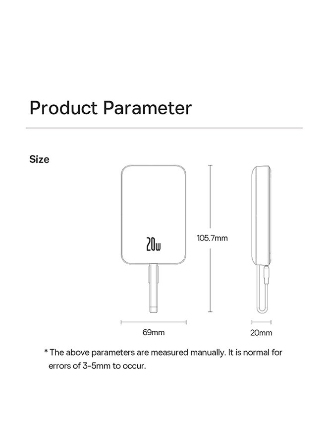 Baseus 10000 mAh Magnetic Mini Wireless Fast Charge Power Bank Type-C Edition 30W Stellar White - Image 5