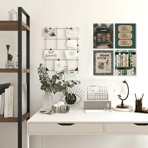 LUKIPOM Vintage Nostalgic Book Wall Art Posters Set of 4, Reading Nook Corner Room Decor, Retro Green Bookish Canvas Prints Artwork for Library Book Store Club Wall Decor, 8x10 Unframed - Image 5