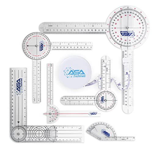 ASA Techmed مجموعة ASA TECHMED كاملة من الجونيو متر 6 قطع + شريط قياس الجسم - العلاج الطبيعي، العلاج المهني، اللياقة البدنية، مسطرة الزاوية الطبية 12/8/6 بوصات - Image 1