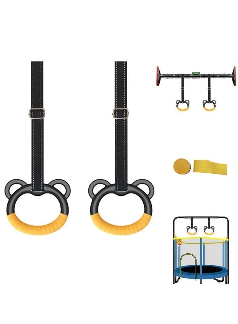 KANGAROO Kids Gymnastics Rings for Caldrin Exercise Indoor Gym Ring Kids Gymnastics Rings with Adjustable Straps  - Image 5