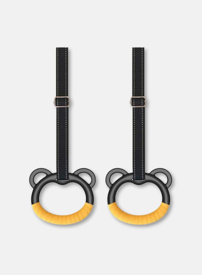 KANGAROO Kids Gymnastics Rings for Caldrin Exercise Indoor Gym Ring Kids Gymnastics Rings with Adjustable Straps  - Image 2
