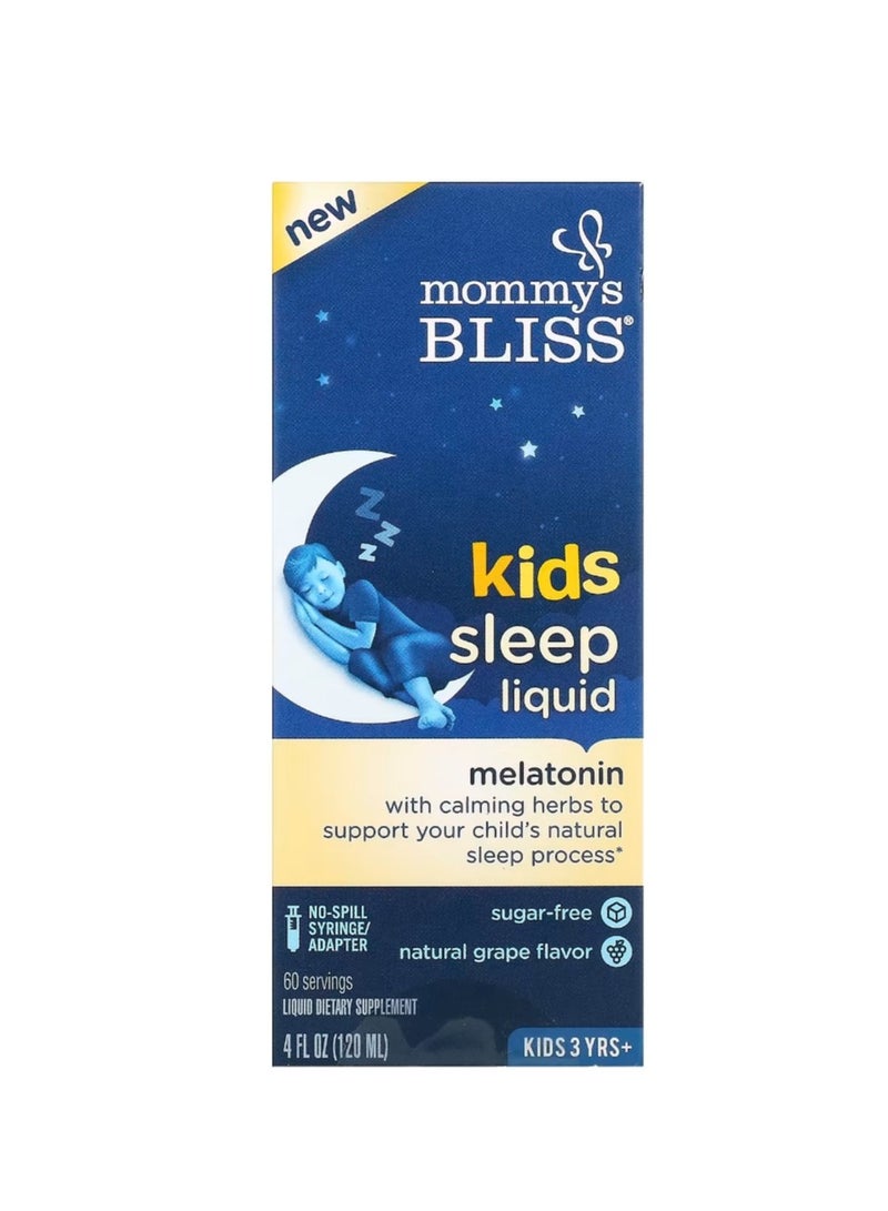 Mommy's Bliss Kids Sleep Liquid Melatonin Kids 3 Yrs + Natural Grape 4 fl oz (120 ml) - Image 1