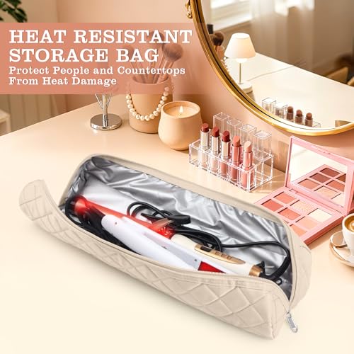 Suafrnut Large Hot Hair Tools Organizer Bag Portable Travel Heat Resistant Storage Case Pouch for Curling Irons Flat Irons Hair Straighteners and Styling Tools177 x 39 - Image 3