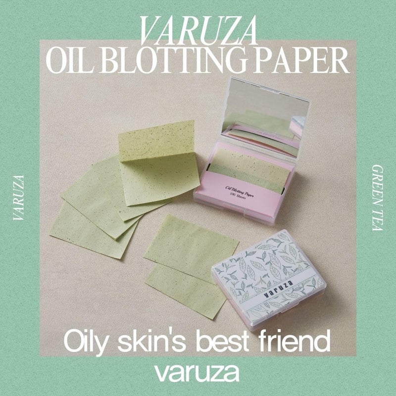 VARUZA [100 Counts + Mirror Case] Green Tea Natural Oil Blotting Sheets for Face with Mirror Case - Image 4