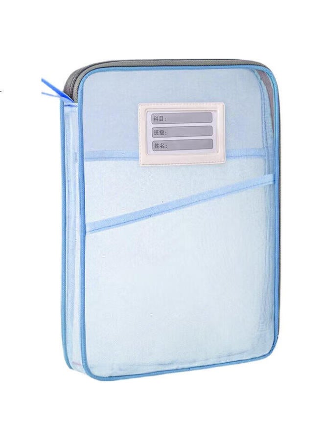 Jiamo Subject Classification Bag, Transparent File Bag, Zipper Mesh Large Opening Handheld Book Bag, Exam Bag, Primary School Student Homework Tutoring Bag, File Folder Test Paper Storage Bag, Sky Blue Style - Image 2